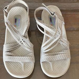 Skechers Women's Metallic Beige Strappy Sandals